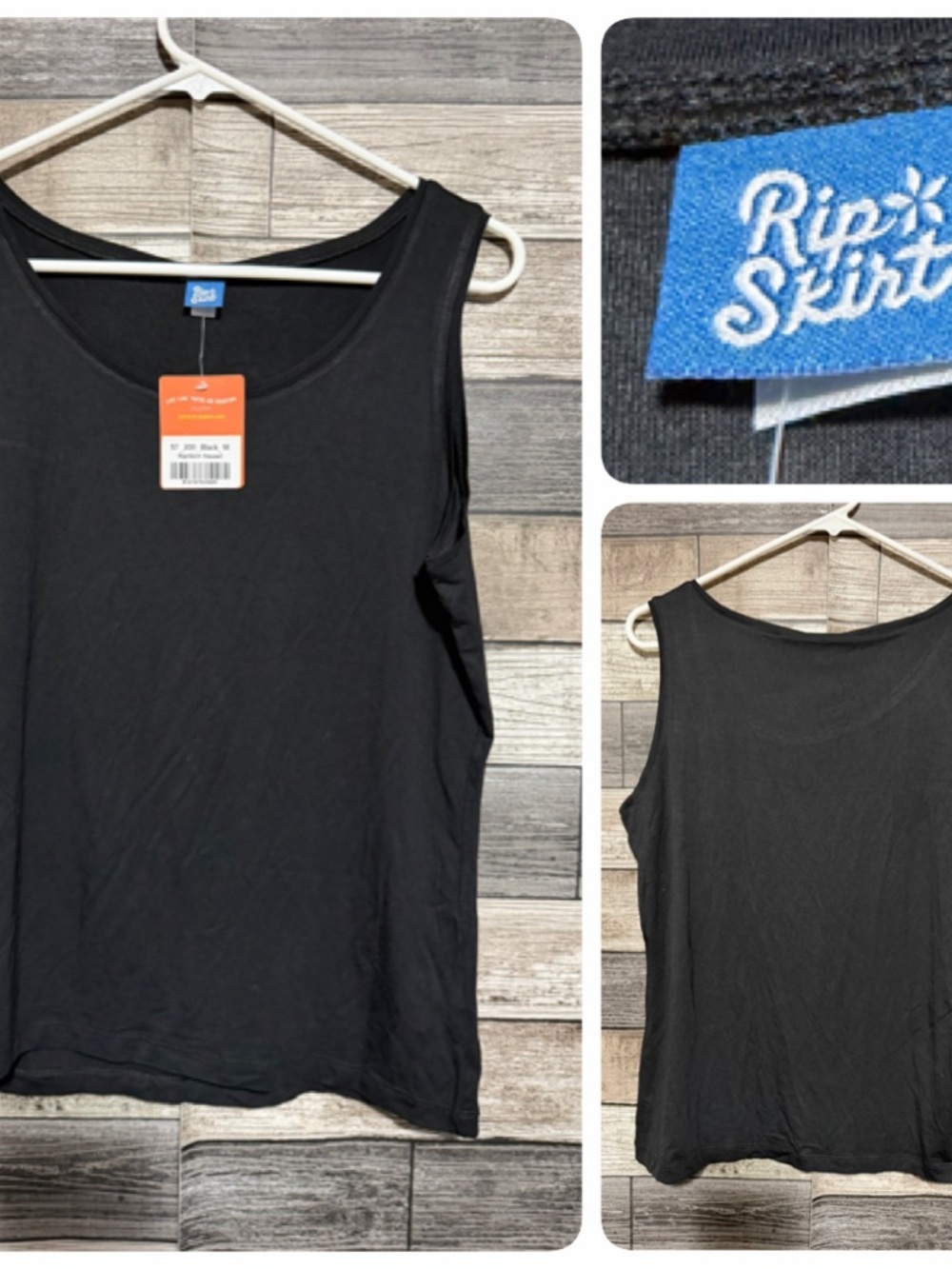 Rip Skirt Hawaii Tank Top Women's M Black Modal Spandex Stretch